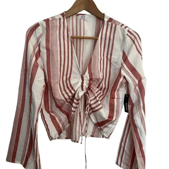 NWT striped ardene top statement sleeves size medium - Picture 1 of 5